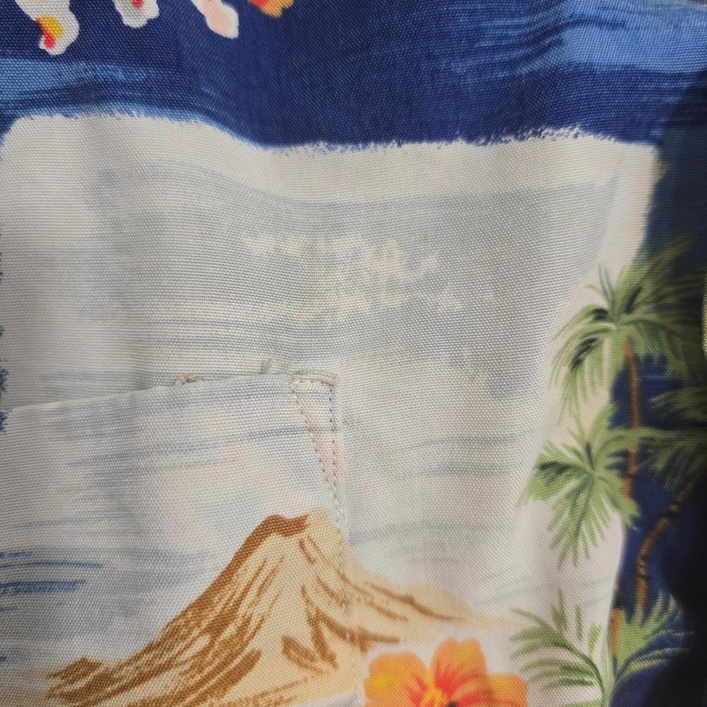 Polo Ralph Lauren Vintage Camp Shirt Mens Large Blue Hawaiian Hula Viscose Aloha - Picture 6 of 7